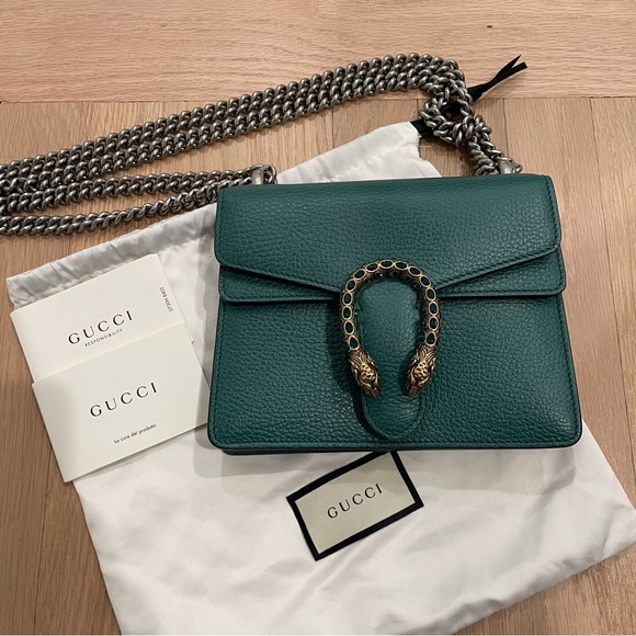 GUCCI Green Lambskin Mini Dionysus Shoulder Bag - Picture 4 of 9